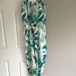 j.crew tropical fern leaf print jumpsuit romper S